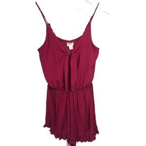 Maroon Mini Frill Hem Summer Romper